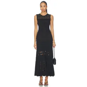 Ulla Johnson Lakshmi Eyelet Knit Dress in Noir