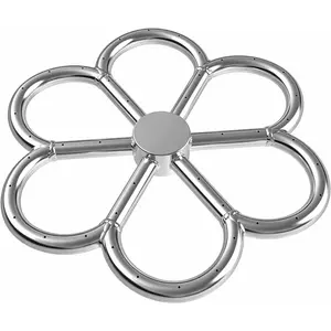 12-Inch Stainless Steel Fire Pit Burner, Flower-Shape Burner Ring for Fire Pit, Natural Gas & Propane Fireplace, Max BTU 90K