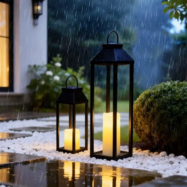 Waterproof Large Tall Solar Outdoor Lanterns, Black Metal Farmhouse Decor Solar Lights, Vintage Hanging Solar Lantern, Auto On/Off Outdoor Decorative Lighting for Front Porch, Patio, Backyard, Garden, Balcony, Courtyard Home Decor