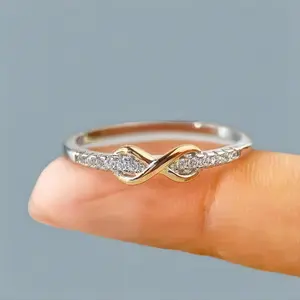 New  Letter Print Women's Ring Lucky 8 Inlaid with Zirconia Fresh Simple Fashion Internet Celebrity Single Row