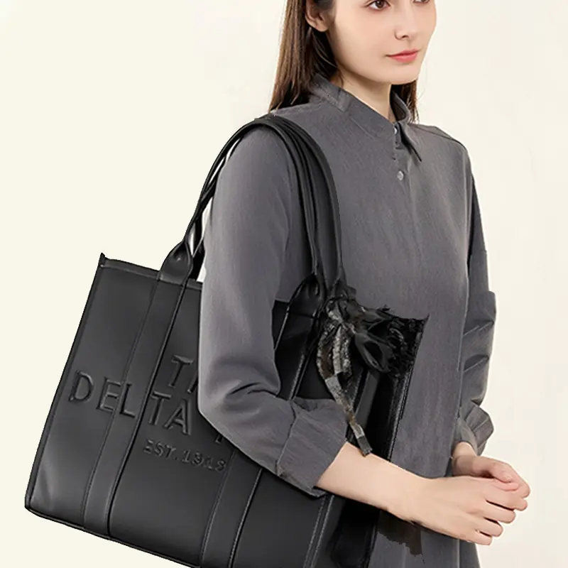Women's Preppy Cute European Style PU Leather Tote Bag - Letter-Embellished, Adjustable Buckle & Chain Strap, Multifunctional Anti-Theft Everyday Work Bag with Zipper, for Business Casual Use, Holiday Birthday Gift (All Over Print, Do Not Dry Clean), Ever