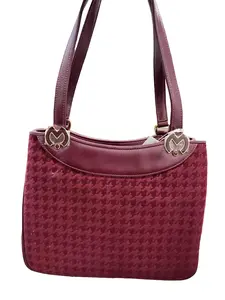 Mila Schon Red Shadow Houndstooth handbag