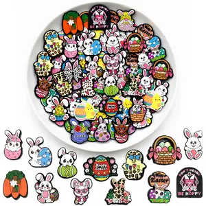 10PCS Easter-themed flat silicone focal bead random mixed set, featuring assorted designs perfect for DIY keychains, necklaces, bracelets, decorative pens, jewelry, and pendants. An ideal gift for holidays or birthdays.