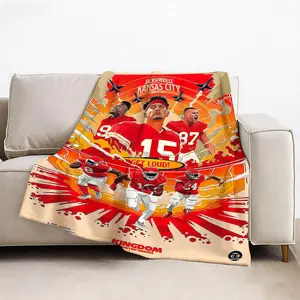 Kansas City Chiefs Get Loud! Flannel Throw Blanket, American Football Style, Warm Sofa Cover, Bedroom Living Room Fan Space Decor