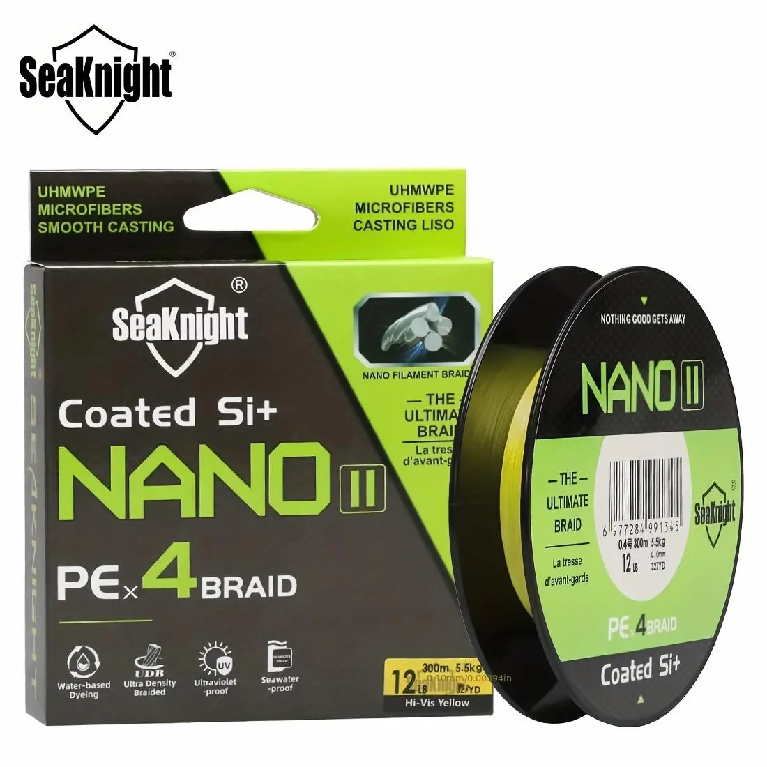 PE Braided Fishing Line 300M, 4-Strand Ultra Smooth Casting for Saltwater & Freshwater, UV-Resistant Coating, Hi-Vis Green, 1-Pack, Braided Line, High Vis