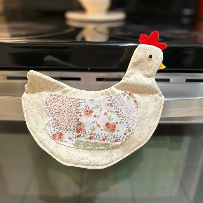 Chicken & Egg Potholder - Floral Design, Soft Material, Ideal for Kitchen Use