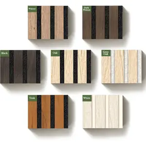 Slat Acoustic Wall Panels, 7 Packs 3.9" x 4.7" Sample Pack Soundproof Panel For Interior Wall Decor Noise Absorbing- Textured Wooden Panel Peel and Sound-Absorbing, Office, Studio