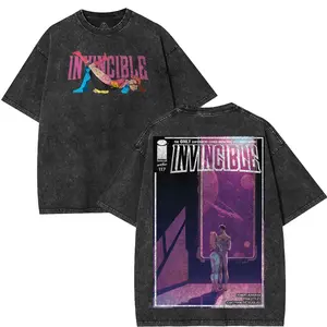 Retro Limited Invincible War T-Shirts, Mark Grayson Atom Eve Love Graphic Tee, Comic Unisex Oversized Cotton Washed Tee, Invincible Merch Menswear Top