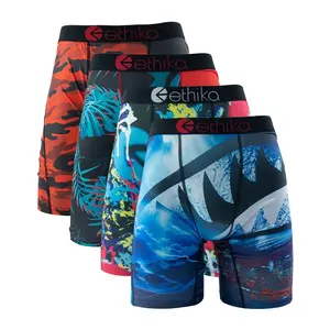 Man Underwear 4Pcs Men Underwear Boxers Breathable Swimming Man Underpants Plus Size Print Mens Panties Trunks Sexy Men'S Boxer Briefsmen Gifts