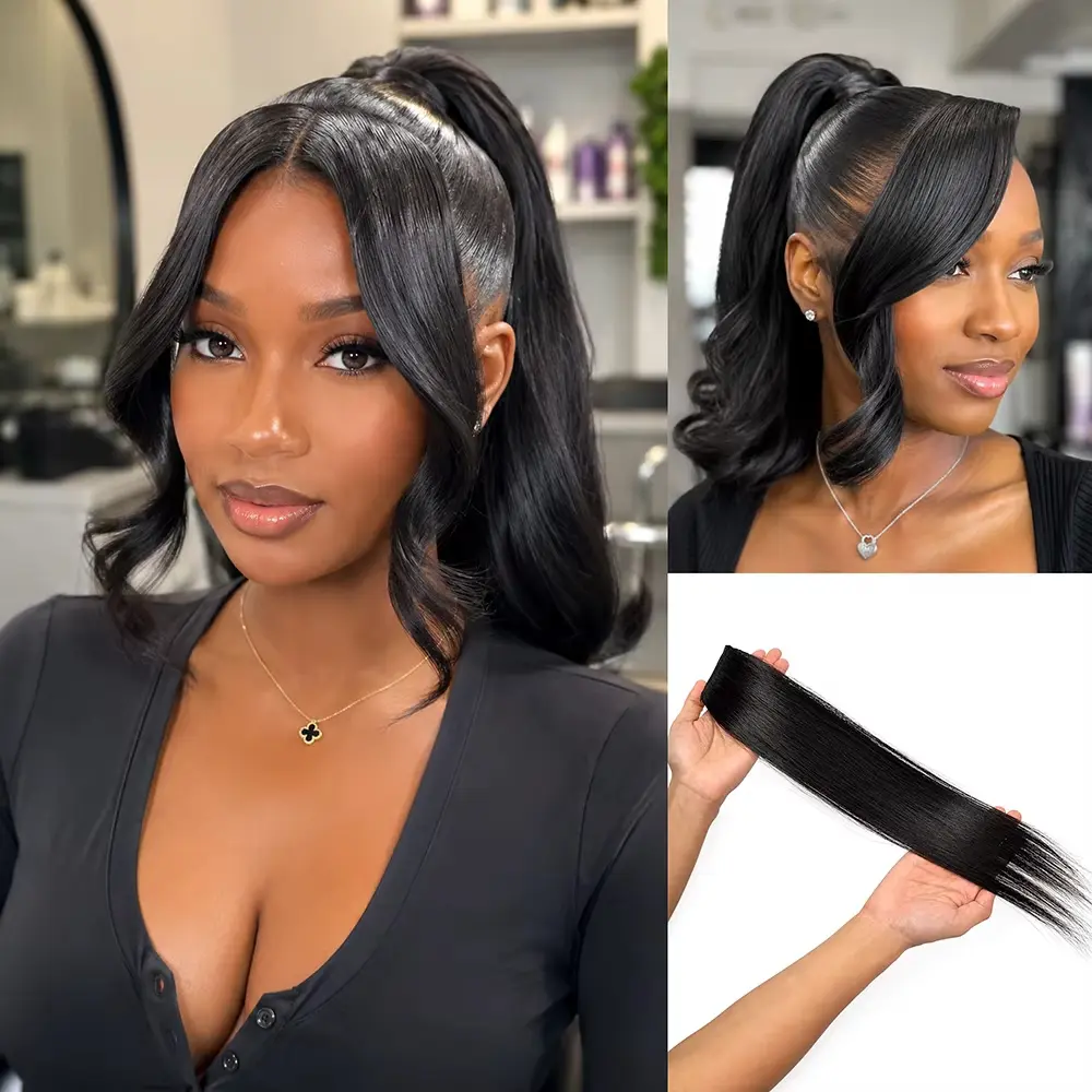 14 Inch Human Hair Clip In Side Bangs, Natural Fringe Bang Hair Piece, Easy Wear Fluffy Face Framing Bangs Extensions for Black Women