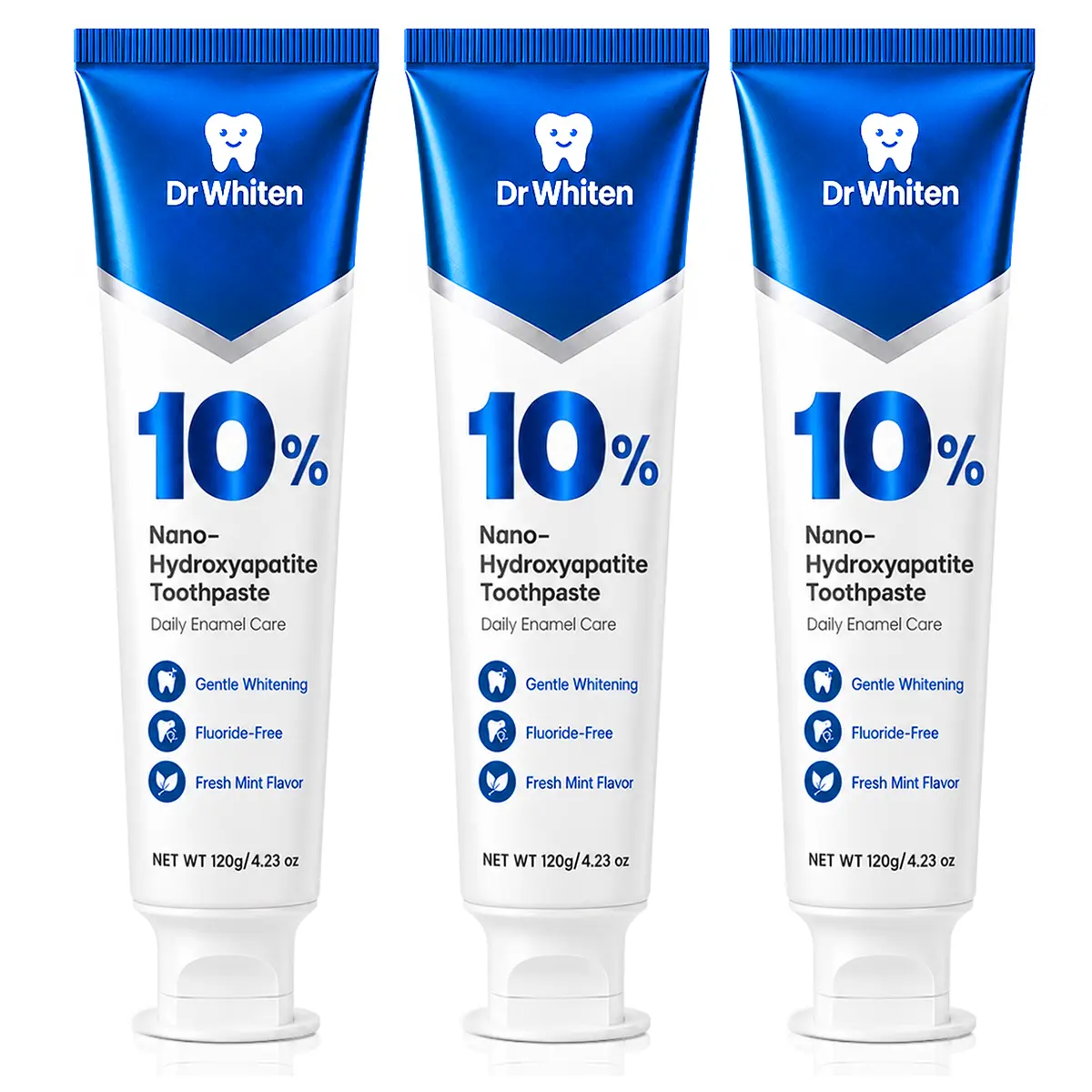 DrWhiten 10% Nano Hydroxyapatite Toothpaste, 4.23 oz – Strong Enamel • Fluoride-Free • Natural Peppermint • Ideal for Sensitive Teeth,  Fresh Breath & Daily Enamel Support & Bright, 10% nHAP Dentist Formulated