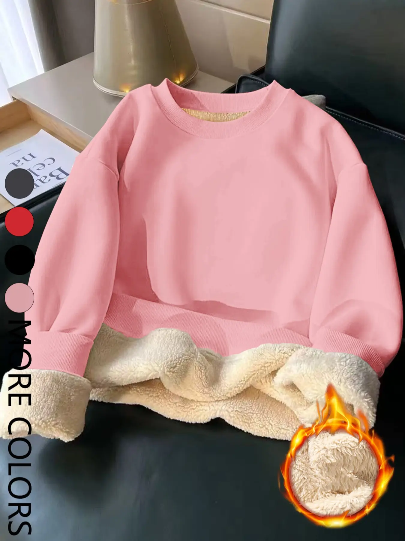 Women's Thermal Fleece Lined Athletic Sporty Fitted Sweatshirt, Basic Long Sleeve Warm Casual Top, Plain Color Outerwear, Ideal for Everyday Outdoor Sports and Daily Wear