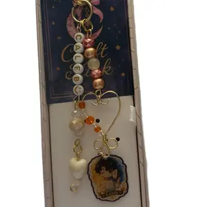 Mini Caleb Charm Keychain with Beaded Design and Heart Pendant from Caleb Collection