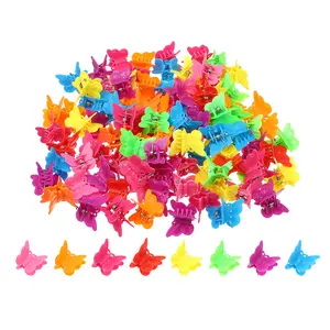 CHEIBEAR 100pcs Mini Butterfly Shaped Hair Clips, Cute Hair Accessories for Women Party Gifts, Multicolor