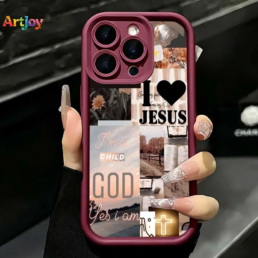 Vintage Christian Collage I Love Jesus Child Of God Quote Phone Case, For Galaxy S25, S24, S23, S22, S21 PLUS, FE And Ultra,Galaxy A33 Compatible With For Iphone17 Pro Max, 16, 15, 14 And 13. It Makes A Perfect Gift For Birthdays, Holidays,, Tpu, Accessor