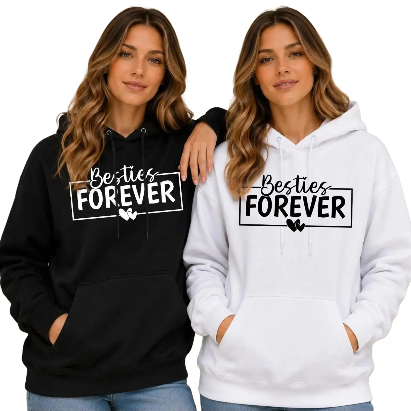 1PC, Besties Forever Hoodie, Matching Best Friend Hoodies, Friendship Gift For Women, Cute BFF Birthday Shirt, Besties Shirt,  Womenswear