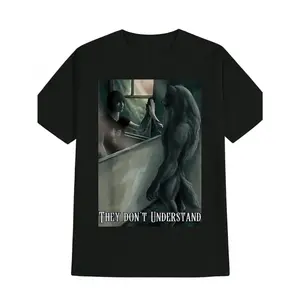 Men's Funny Horror Anime T-Shirt - Black Short Sleeve Casual Tee with Cthulhu Mythos & Lovecraft Design, "They Don't Understand" Print, Y2K Dark Humor Gift for Fans of H.P. Lovecraft & Tentacle Themes