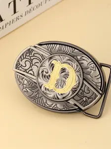 Western Cowboy Initial Novelty Belt Buckle, Unisex Multifunctional Smooth Ring, Casual All-Season Animal Pattern, No Ca Prop 65