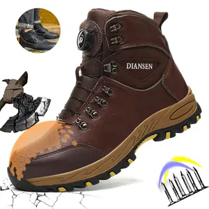 Rotating Button Work Shoes for Men Anti Puncture Sneakers Waterproof Safety Shoes Non Slip wear resistant Steel Toe shoes Indestructible Protective Boots