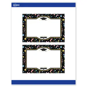 Avery® Printable Rectangle Postcards, 4" x 6", Matte White, Sure Feed® Technology, Pre-printed Gold & Confetti Graduation Design Great for Grad Parties, Laser & Inkjet Compatible, 20 Total