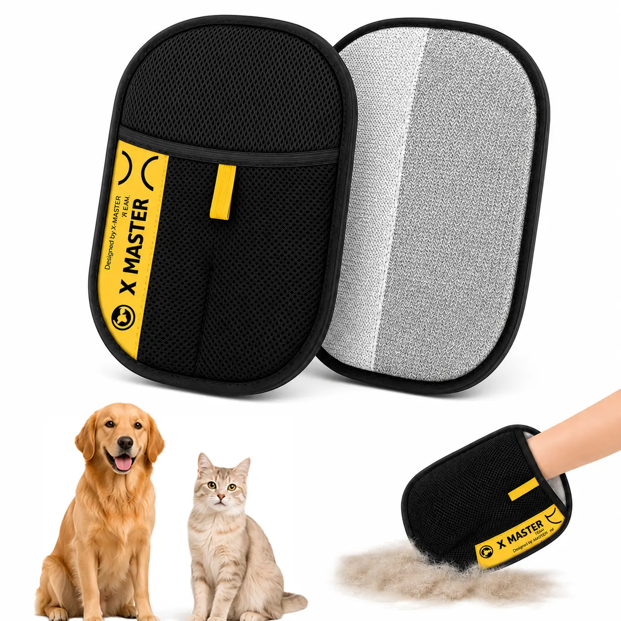 Reusable Electrostatic Pet Hair Remover Mitt for Dogs & Cats - Large-Surface Grooming Glove for Shedding, Seasonal Coat Changes, Couch, Bedding, Car Seats