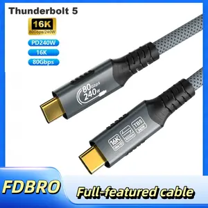 16K Type C Cable USB4 80Gbps PD240W for Thunderbolt 5 Full-Featured Fast Charging Cable Thunderbolt4/3 USB C to C Data Transfer 16K/240W High-Speed Transmission Compatible with Thunderbolt 4/3 Cellphone Smartphone