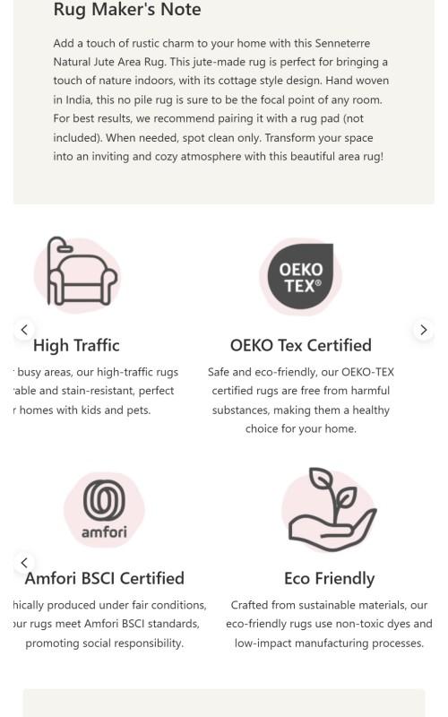 Senneterre Natural Jute Rug  - Living room jute rugs