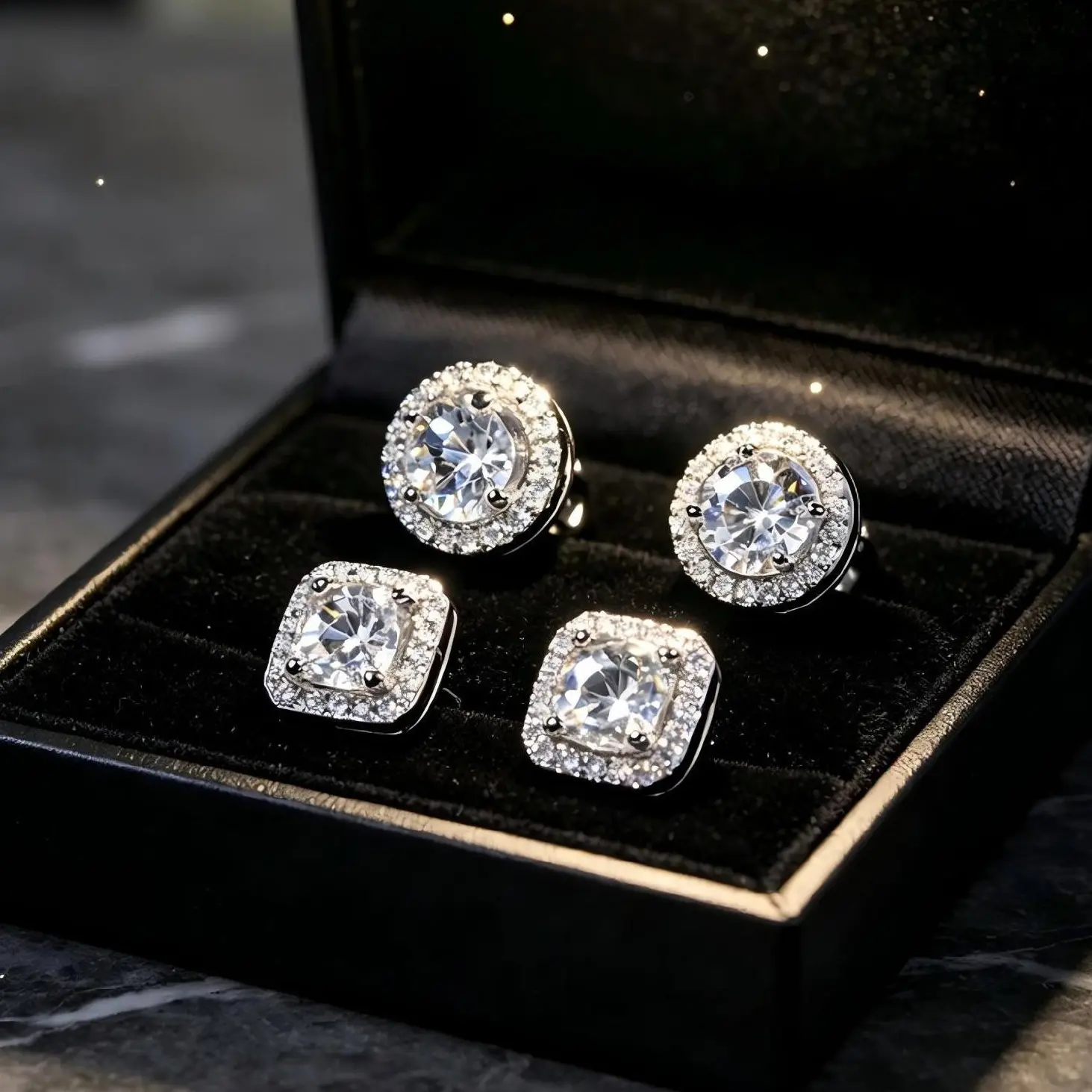 Iced Out Bling Round/Square Hip Hop Stud Earrings, Top‑Grade Zircon & Moissanite, S925 Sterling Silver Hypoallergenic Unisex Jewelry for Men & Women, Back to School Party & Club Accessory, Ideal Gift for Birthdays, Holidays, Anniversaries & Mother’s Day