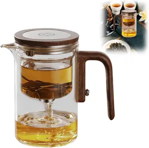 Glass Tea Set for Home Use, Magnetic Semi-Automatic Lazy Tea Brewing, Office Kung Fu Tea Cups and Teapot Set