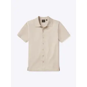 Cuts | Men's Riviera Knit Button Up Shirt | Fitted Short Sleeve Cotton Blend with Spread Collar | Breathable Lightweight Stretch