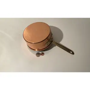 Vintage Metal  Copper and Brass Cooking Pot, Pan, Made in Portugal, 10 1/2" Long and 5 1/2" x 2 1/2" Pot Size, Quality, Kitchen Decor