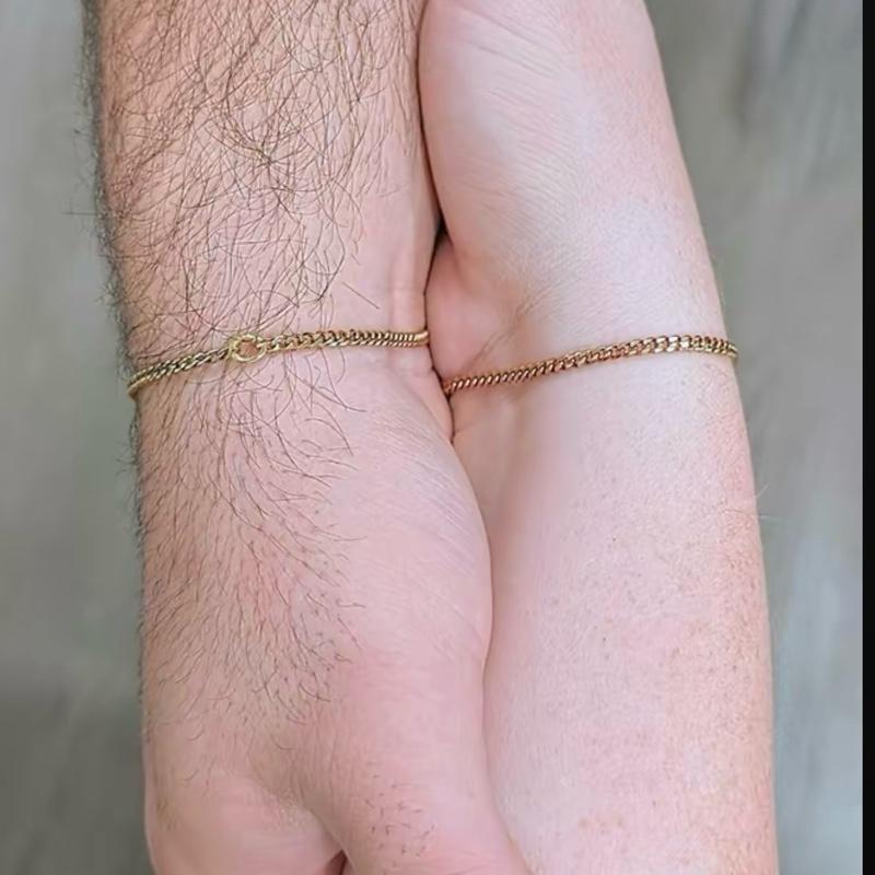 Permanent Couples Bracelets - Unisex Stainless Steel Hypoallergenic Gold/Silver Interlocked Bracelets with Adjustment Tool for Romantic Lifetime Promise - Perfect for Date Night or Anniversary - Perfect Birthday Gift