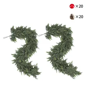 2 Pack 6FT Artificial Cedar Garland, Full & Realistic, No Shedding, Perfect for Fireplace, Stairs, Door & Christmas Decor
