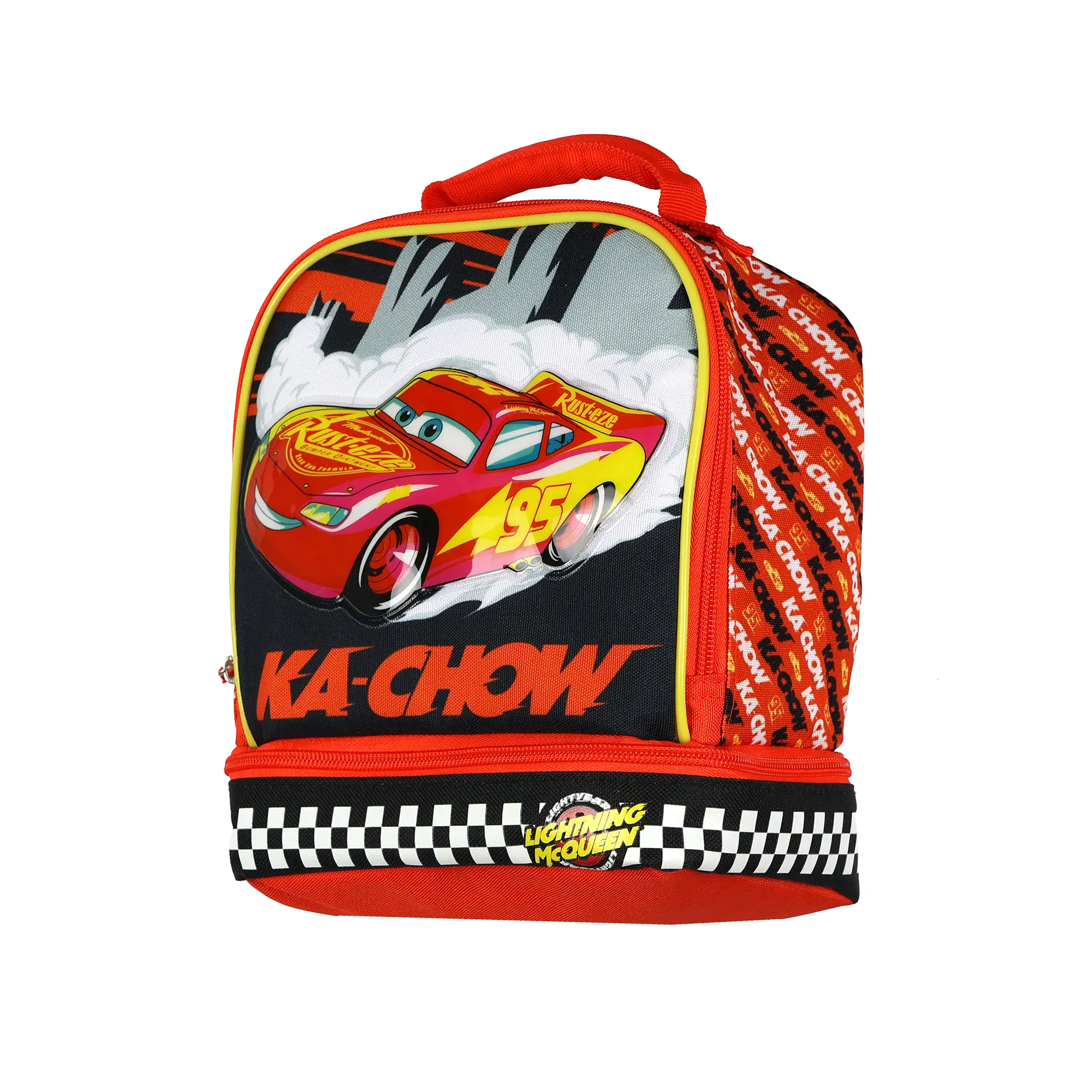 Disney Cars Lunch Box Lightning McQueen "KA-CHOW" 9" Dual Compartment Insulated Bag