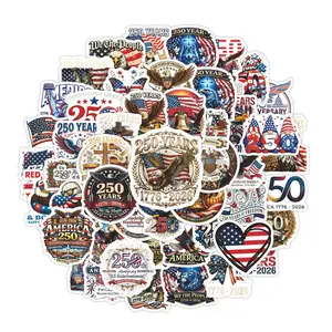 [65 pieces] American 250th Anniversary Waterproof Commemorative Stickers, Vintage Eagle Flag Decorative Stickers for Luggage and Notebooks DIY