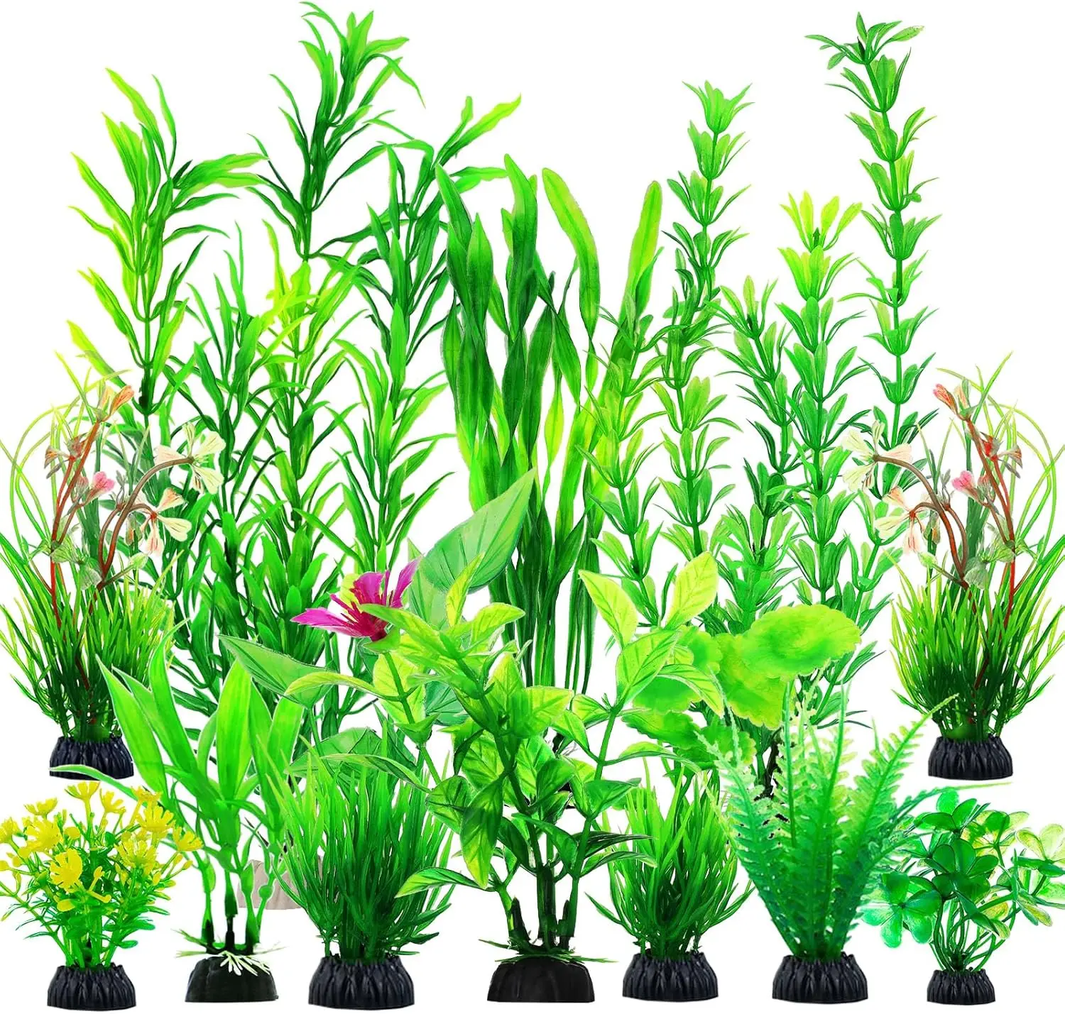 12pcs Fish Tank Accessories Aquarium Decorations Green Plants, Green Fish Tanks Decoration Plants, Fish Tank Decor, Aquarium Decor Plastic Plants