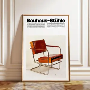 Bauhaus Chair Print - Iconic Mid-Century Modern Furniture Art MCM Design Decor Poster Unframed, Wall Art Decor