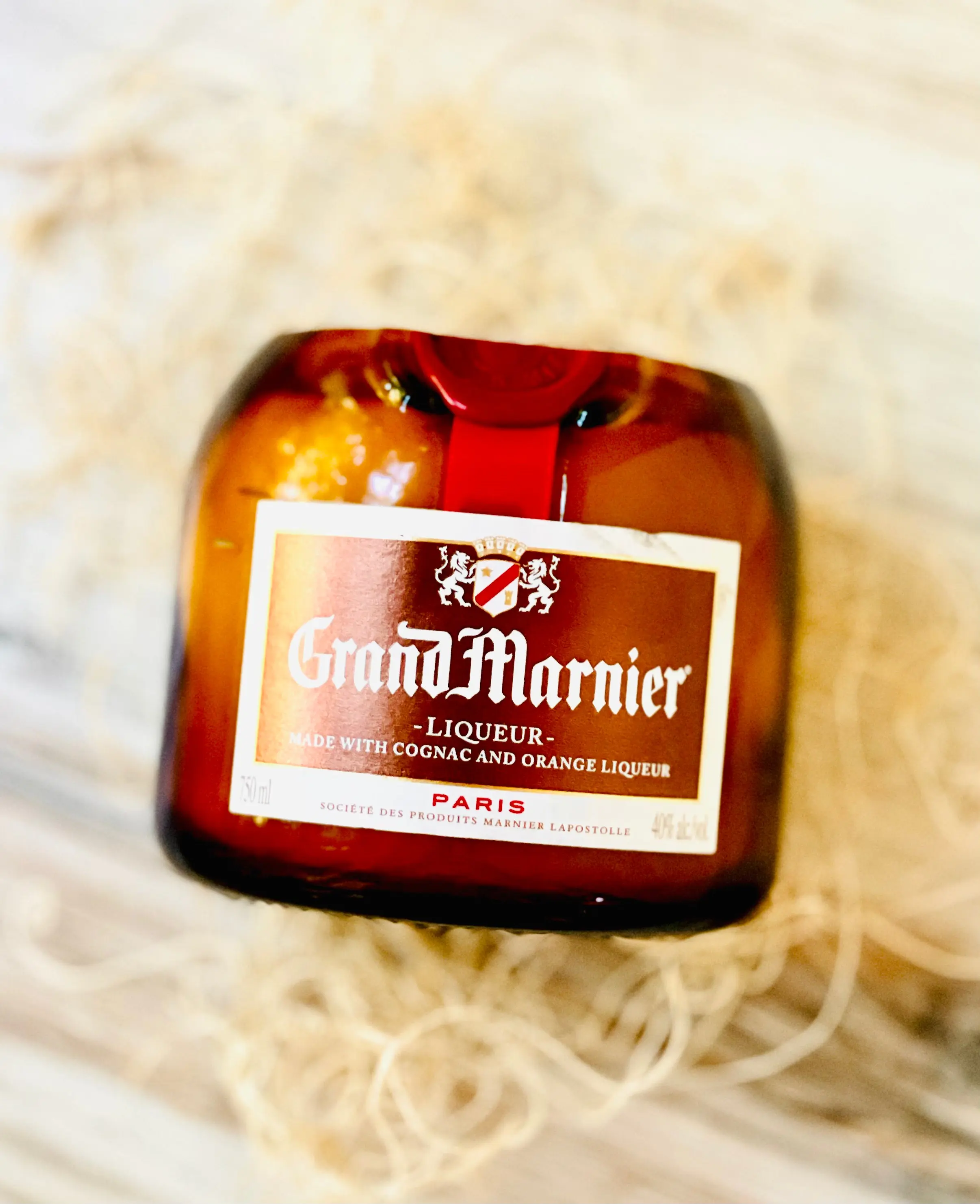 Spiced Orange Cognac Candle - Grand Marnier Bottle - wood wick - organic soy wax - Liquor Bottle Candle