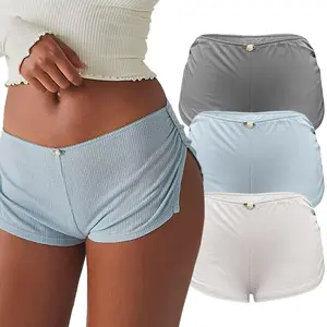 Three-pack Women's Y2K Shorts, Micro Shorts Side Slit Stretch Pajamas Shorts, Slim Fit Ruched Bottoms Cute Leggings