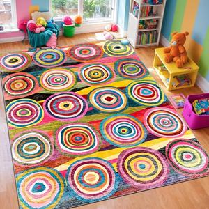 colorful dot geometric pattern area rug, 1 count non-slip soft floor mat, decorative carpet for home living room bedroom dormitory hotel