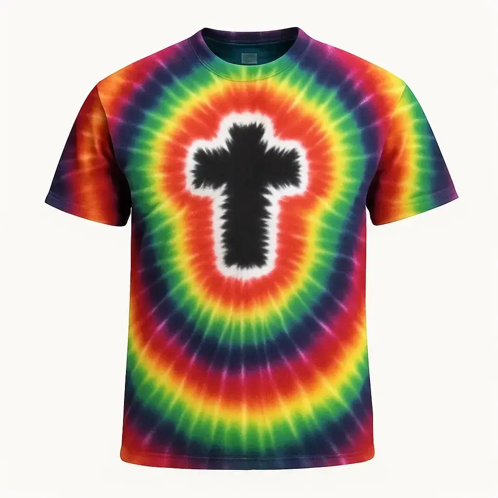 New! Tie Dye T-shirt Cross Handmade 100% Cotton Youth - 6X