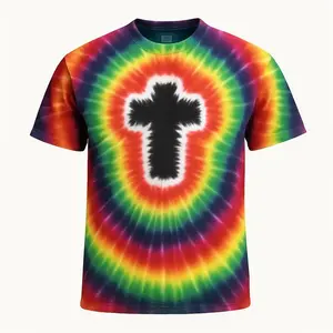 New! Tie Dye T-shirt Cross Handmade 100% Cotton Youth - 6X