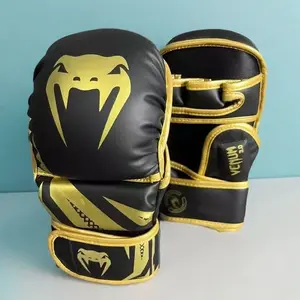 Adult Boxing Gloves for Sanda Training MMA Fighting Punching Bag Half Finger Professional Competition Kickboxing Gloves Shock Absorption Breathable Wrist Support Protective Gear for Martial Arts Sparring Grappling Training for Men Women Athletes