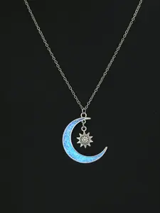 Vintage Moon Design Pendant Necklace, Minimalist Chain, Fashion Jewelry for Party, Daily Clothing Decor, Trendy All-match & Exquisite Jewelry for Birthday Gift