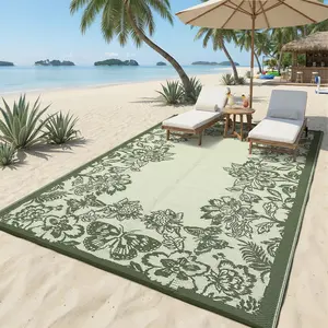 Waterproof Outdoor Area Rug, Reversible Outdoor Patio Rugs UV Resistant Portable Outdoor Carpet for Porch Picnic Beach, Stain Resistant Plastic Straw Rug