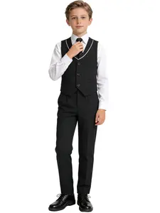 3-piece formal vest set for boys, outfit including vest, pants, and bow tie (shirt not included), perfect gift for weddings and graduation ceremonies, suitable for young children and teenagers with a height of 100-150 cm - 24102