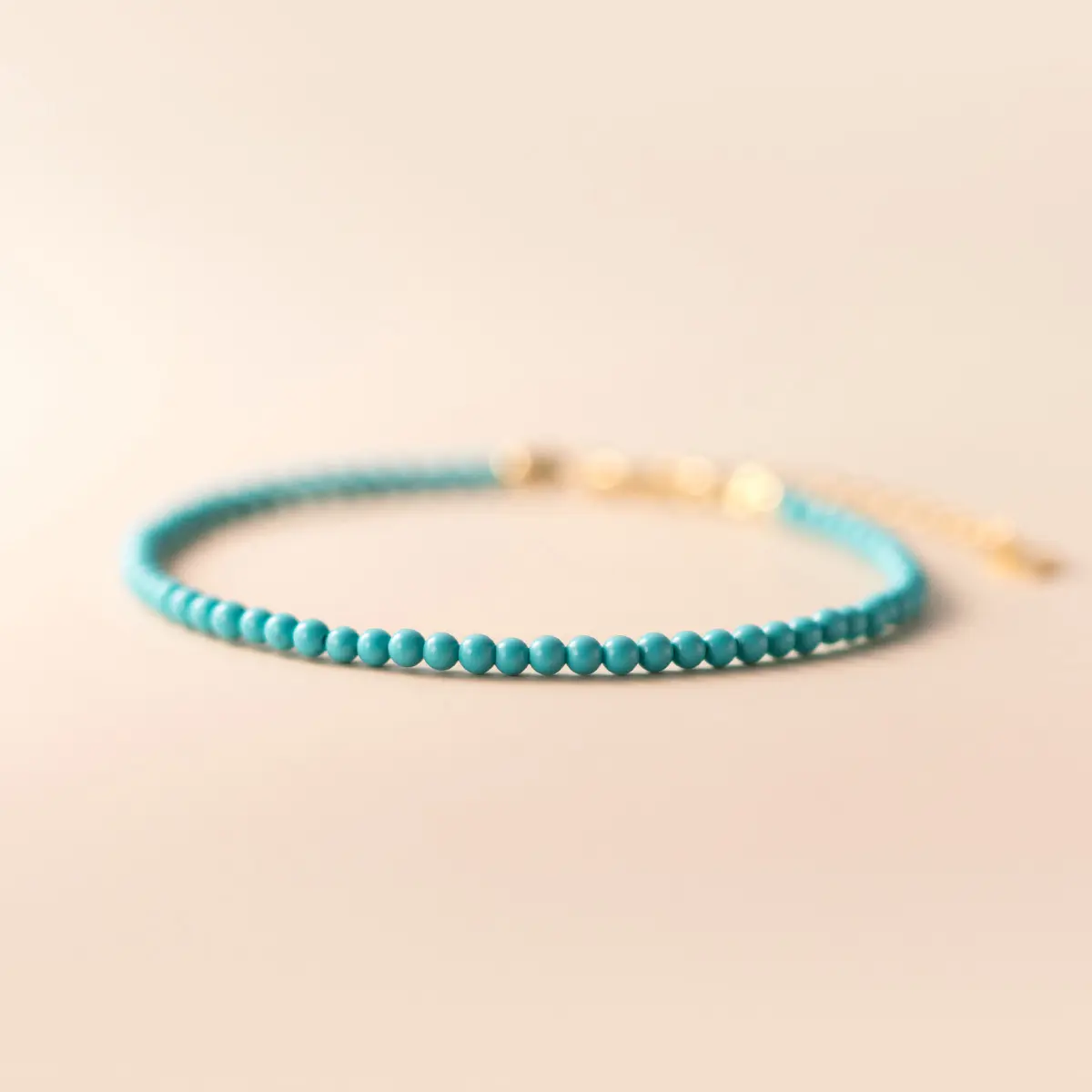 Natural Turquoise Bracelet - Handmade Adjustable 2mm Round Beads Gemstone Crystal Bracelet - Healing Bracelet for Mother's Day