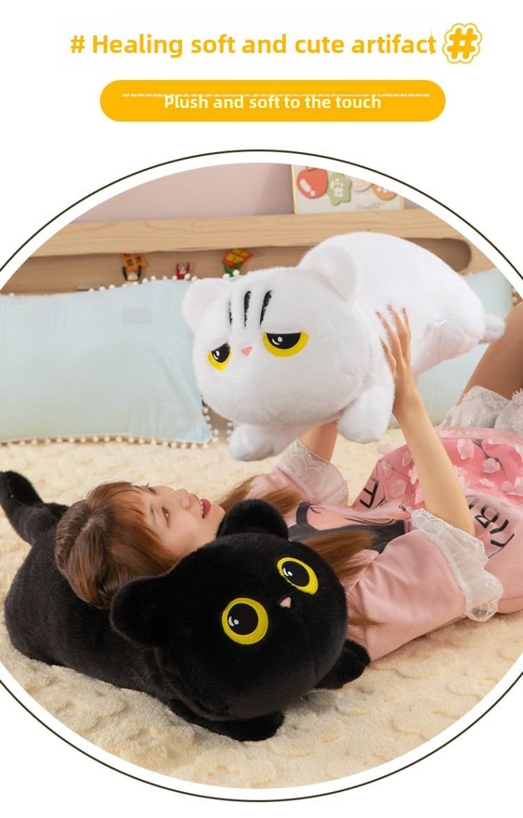 Weighted Black Cat Plush, Weighted Black Cat Stuffed Animal, Cute Plushies Soft Pillow Toy Gift for Kids Adults 19.5 Inch, 0.8 Lbs