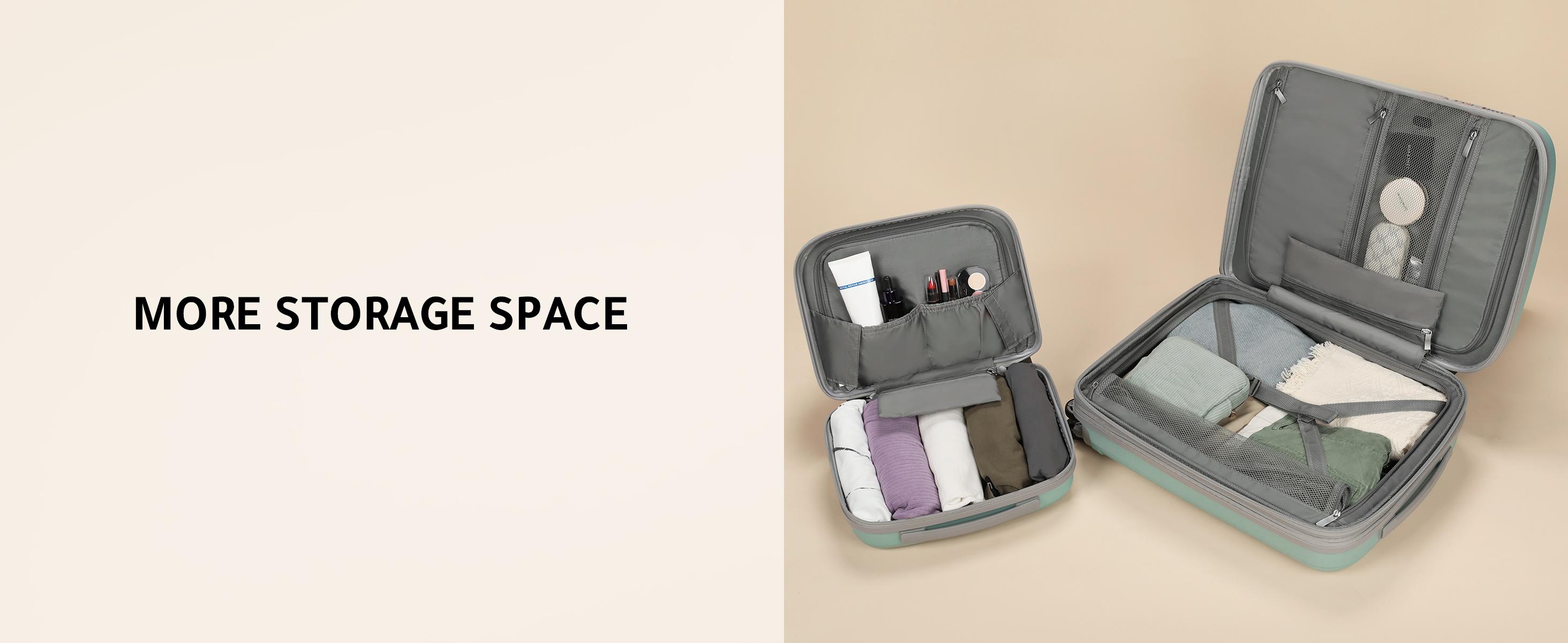 LUGGEX Ultra-Lightweight 14"/20" Spinner Wheels Luggage Set 2-Piece Travel Set with Cosmetic Case & Organized Compartments for Easy Travel