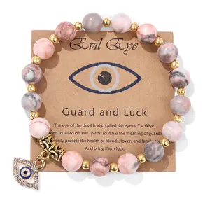 New natural stone beads women's bracelet gold spacer beads yoga energy bracelet devil eye bracelet